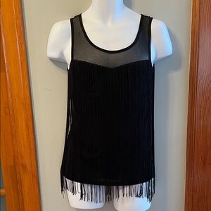 ⭐️NWT VERO MODA Black Fringe Sheer Whimsigoth Coquette Boho Avant Garde Tank Top